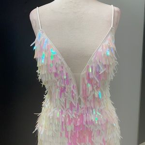 Fringe Pailette Low Back Gown